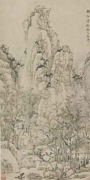 Cloudy Valley Retreat in the Yellow Mountains Qing dynasty Oil Painting by Hongren