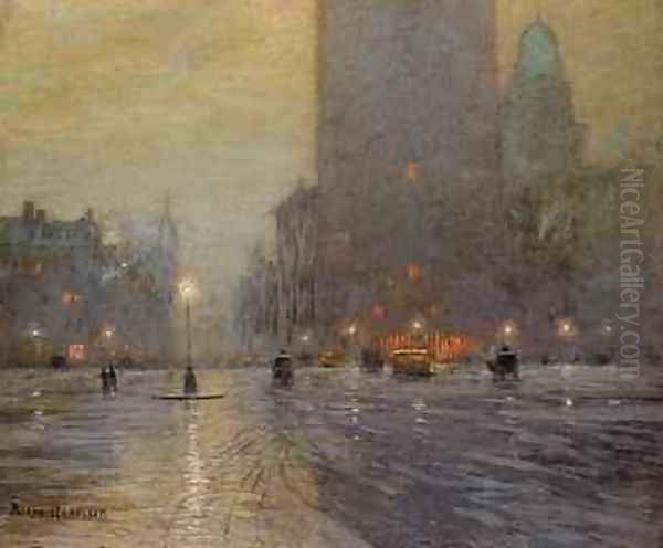 Madison Square Rainy Night Oil Painting by Lowell Birge Harrison