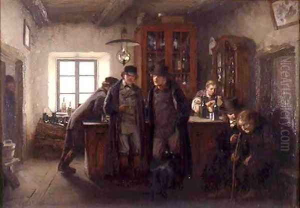 Peasants in the Pub Oil Painting by Oskar Hoffmann