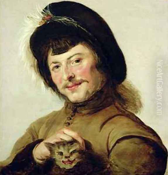 A Young Man with a Cat Oil Painting by Frans Hals