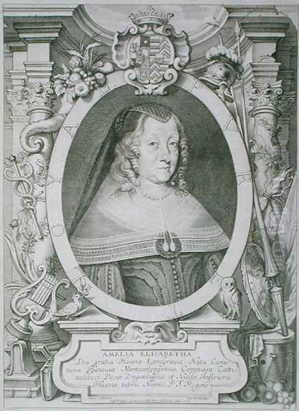 Amalie Elisabeth of Hanau Muntzenberg 1602-51 Oil Painting by Anselmus van Hulle