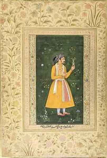 A Indian man Mughal Oil Painting by Abu'l Hasan