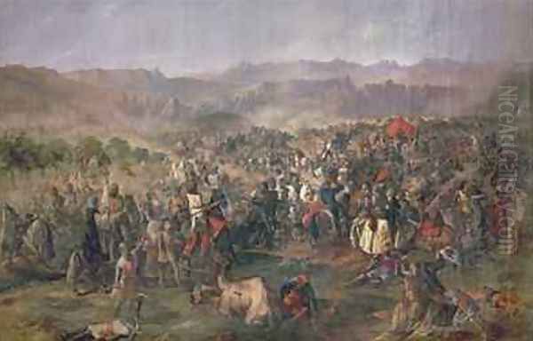 Battle of Las Navas de Tolosa in which the kings of Castile defeat the Almohads in 1212 Oil Painting by Francisco de Paula van Halen