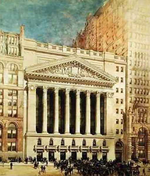 New York Stock Exchange Oil Painting by Hughson Hawley