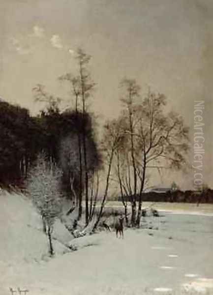 A Winter View in Posen Oil Painting by Hans Hampke