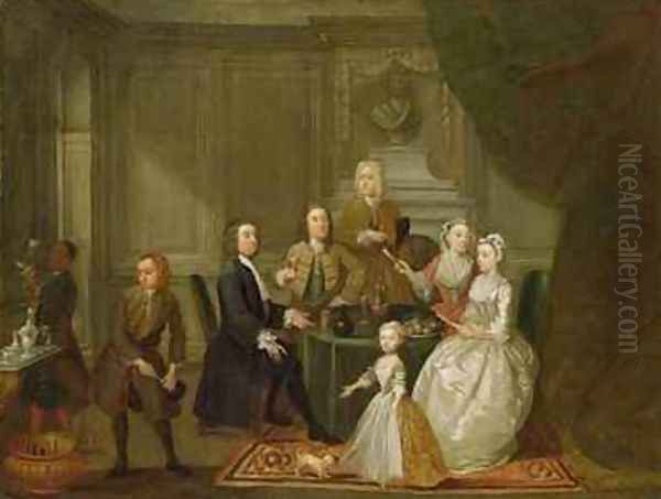 Group Portrait Probably of the Raikes Family Oil Painting by Gawen Hamilton