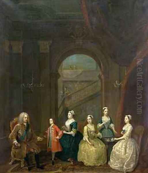 Thomas Wentworth 1672-1739 Earl of Strafford and his family Oil Painting by Gawen Hamilton