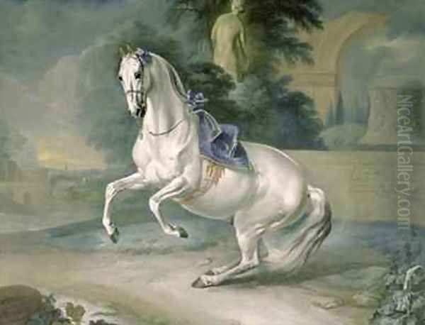 The White Stallion Leal en levade Oil Painting by J.G. & Brand, J.C. Hamilton