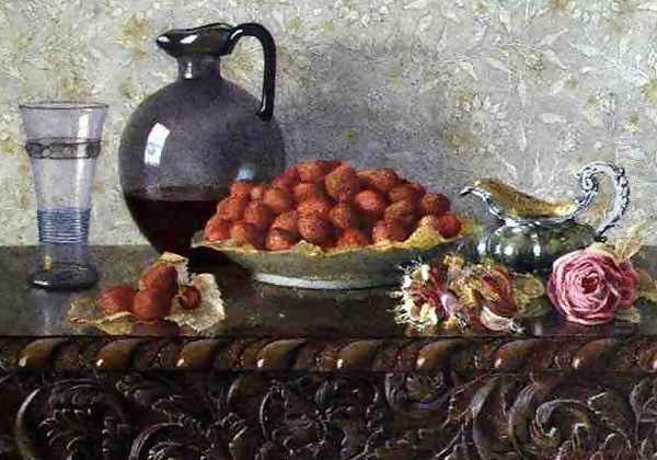 Still Life with Strawberries Oil Painting by Kate Hayllar