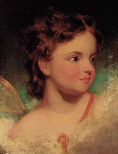 Portrait of a child, head-and-shoulders, as an angel Oil Painting by John Hoppner