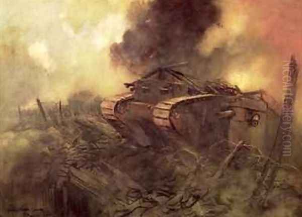 Tanks Somme Oil Painting by Captain Edward Henry Handley-Read