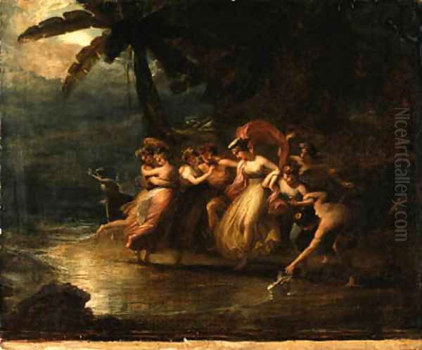 Fairies on the sea shore Oil Painting by Henry Howard