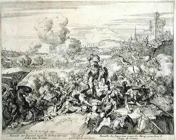 Vienna Print Cycle The Emperors Army fighting with the Turks Oil Painting by Romeyn de Hooghe