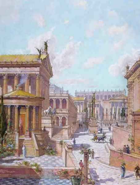 The Roman Forum of Antiquity Oil Painting by Theodor Josef Hubert Hoffbauer