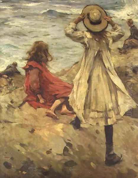 Children at the Seaside Oil Painting by Frank Gascoigne Heath