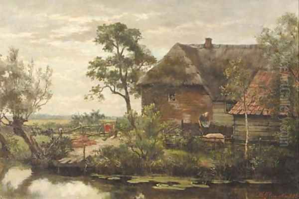 Boerenhuisje te Staphorst Oil Painting by Gerard Hoet