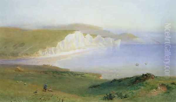 The Seven Sisters and the Mouth of the Cuckmere Oil Painting by Henry George Hine