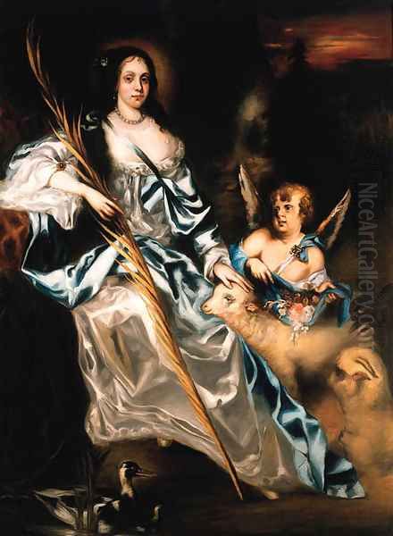 Portrait of Queen Catherine of Braganza as Saint Catherine Oil Painting by Jacob Huysmans