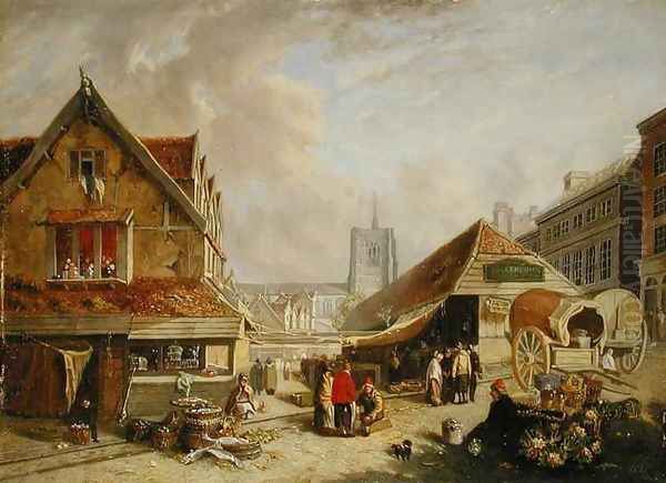 The Old Fishmarket Norwich Oil Painting by David Hodgson