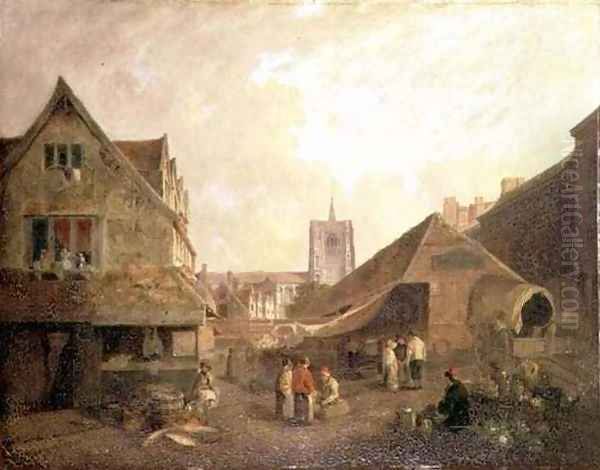 Old Fishmarket Norwich Oil Painting by David Hodgson