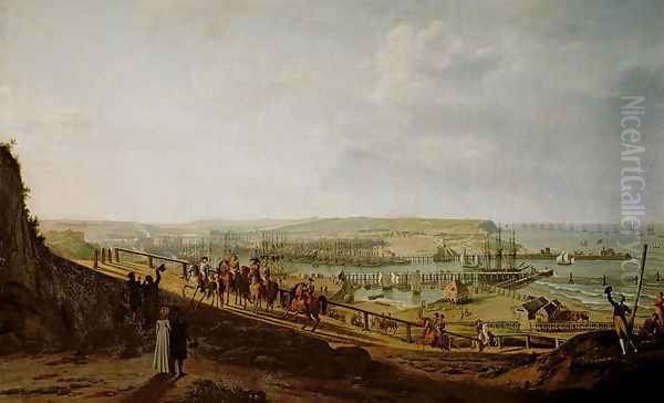 Napoleon I 1769-1821 Visiting the Camp at Boulogne Oil Painting by Jean-Francois Hue