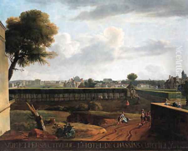 View of the Hotel de Chassins Curtilly Oil Painting by Jean-Francois Hue