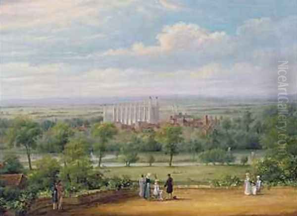 Eton College from the terrace of Windsor Castle Oil Painting by Richard Bankes Harraden