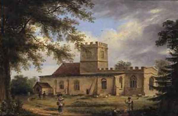 Whittlesford Church Oil Painting by Richard Bankes Harraden