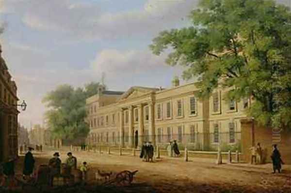 View of Emmanuel College Cambridge University Oil Painting by Richard Bankes Harraden