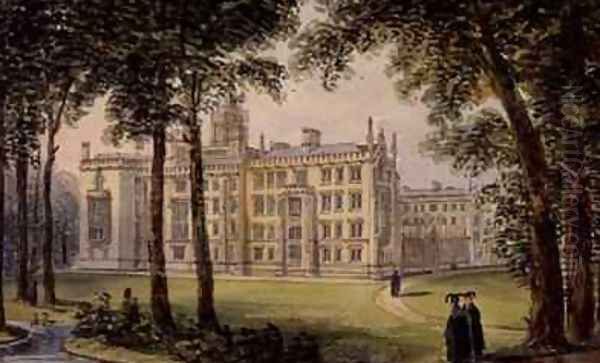 West Front of the New Building of St Johns College Cambridge Oil Painting by Richard Bankes Harraden