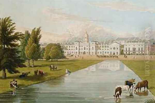 View of the Horse Guards and Melbourne House Oil Painting by Robert the Elder Havell