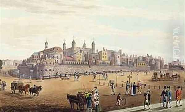 View of the Tower of London and the Mint Oil Painting by Robert the Elder Havell