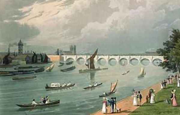 View of Waterloo Bridge Oil Painting by Robert the Elder Havell