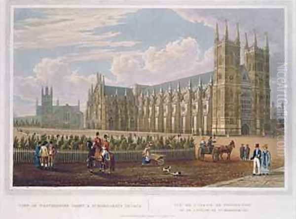 View of Westminster Abbey and St Margarets Church Oil Painting by Robert the Elder Havell