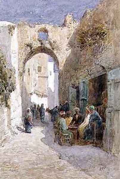 A Quiet Street Jerusalem Oil Painting by Henry Andrew Harper