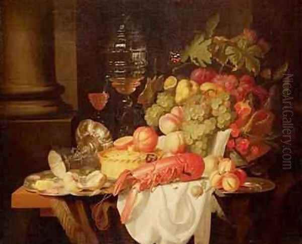 Still Life with Lobster Oil Painting by Johannes Hannot