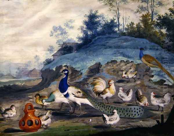 Exotic birds in a picturesque landscape 2 Oil Painting by Pieter the Younger Holsteyn