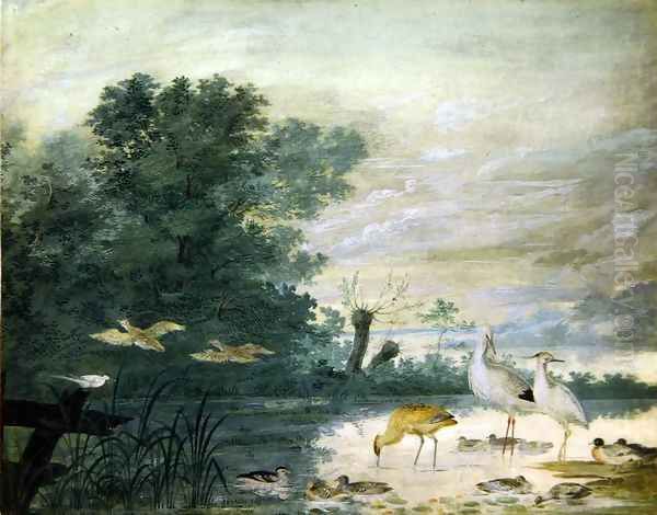 Exotic birds in a picturesque landscape Oil Painting by Pieter the Younger Holsteyn