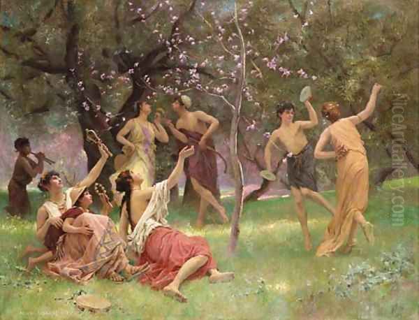 The celebration of spring Oil Painting by Auguste Alexandre Hirsch