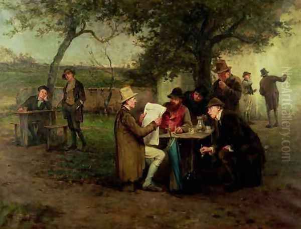 Reading the News The Proclamation of the Land League Oil Painting by Howard Helmick