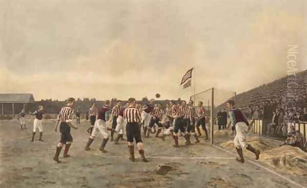 Aston Villa v Sunderland Oil Painting by Thomas Marie Madawaska Hemy