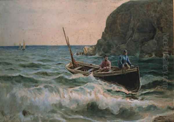 A Fishing Boat Returning Home Oil Painting by Thomas Marie Madawaska Hemy