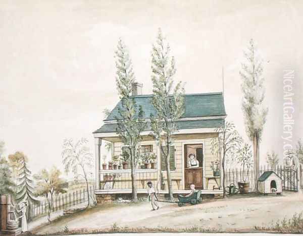 The Cottage Oil Painting by Anne Marguerite Hyde de Neuville