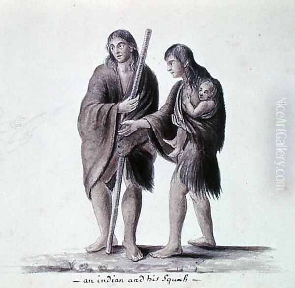 An Indian and his Squaw Oil Painting by Anne Marguerite Hyde de Neuville