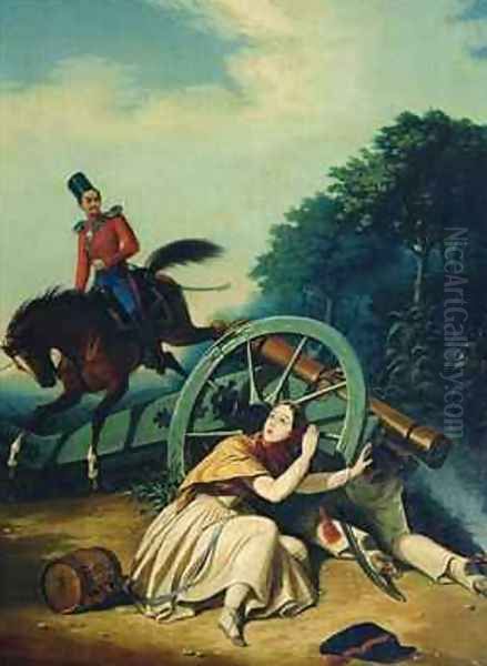 Scene from the 1812 Franco Russian War Oil Painting by Charles de Hampeln