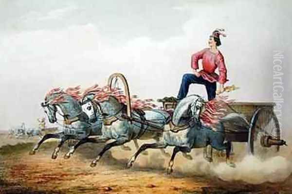 Carriage Racing Oil Painting by Charles de Hampeln