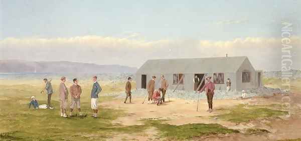 Golfing at Westward Ho Oil Painting by Francis Powell Hopkins