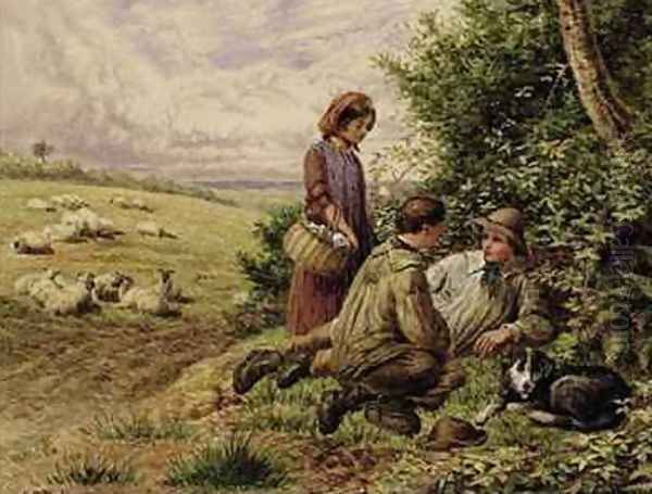 Shepherd Children Oil Painting by Frederick G. Harris