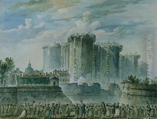 The Destruction of the Bastille Oil Painting by Jean-Pierr Houel