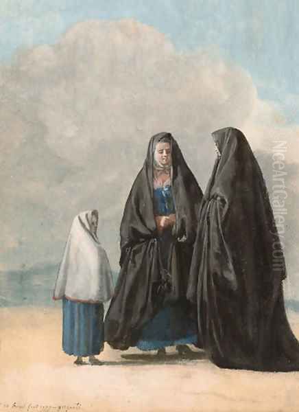 Women in Sicilian and Maltese costume Oil Painting by Jean-Pierr Houel